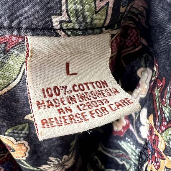 Paradise Blue Men's Floral Print Cotton Button Up Size Large - Picture 8 of 10